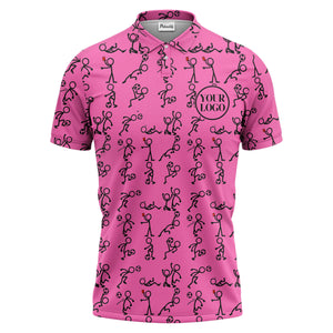 stick figure soccer players & balls cartoon polo shirt for men