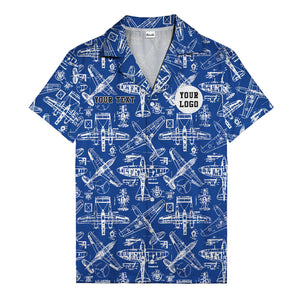 vintage airplane blueprint sketches propeller engine hawaiian shirt