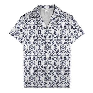 watercolor palm leaf repeat tropical hawaiian shirt for men