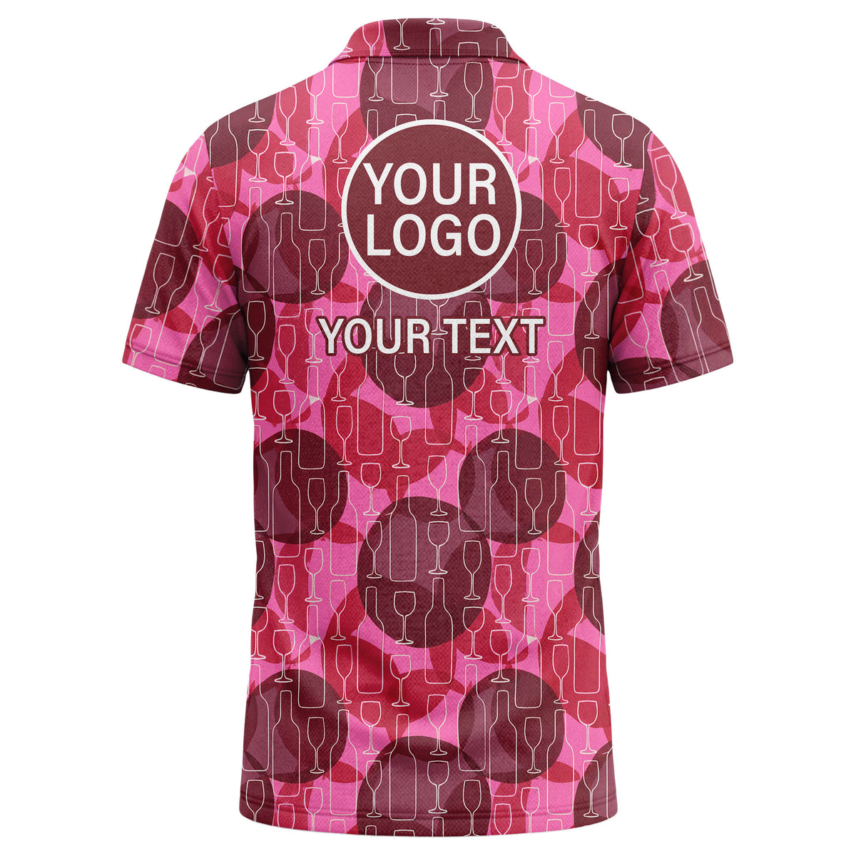Custom Wine Glass Polo Shirt – Personalized Logo Pink Burgundy Polo