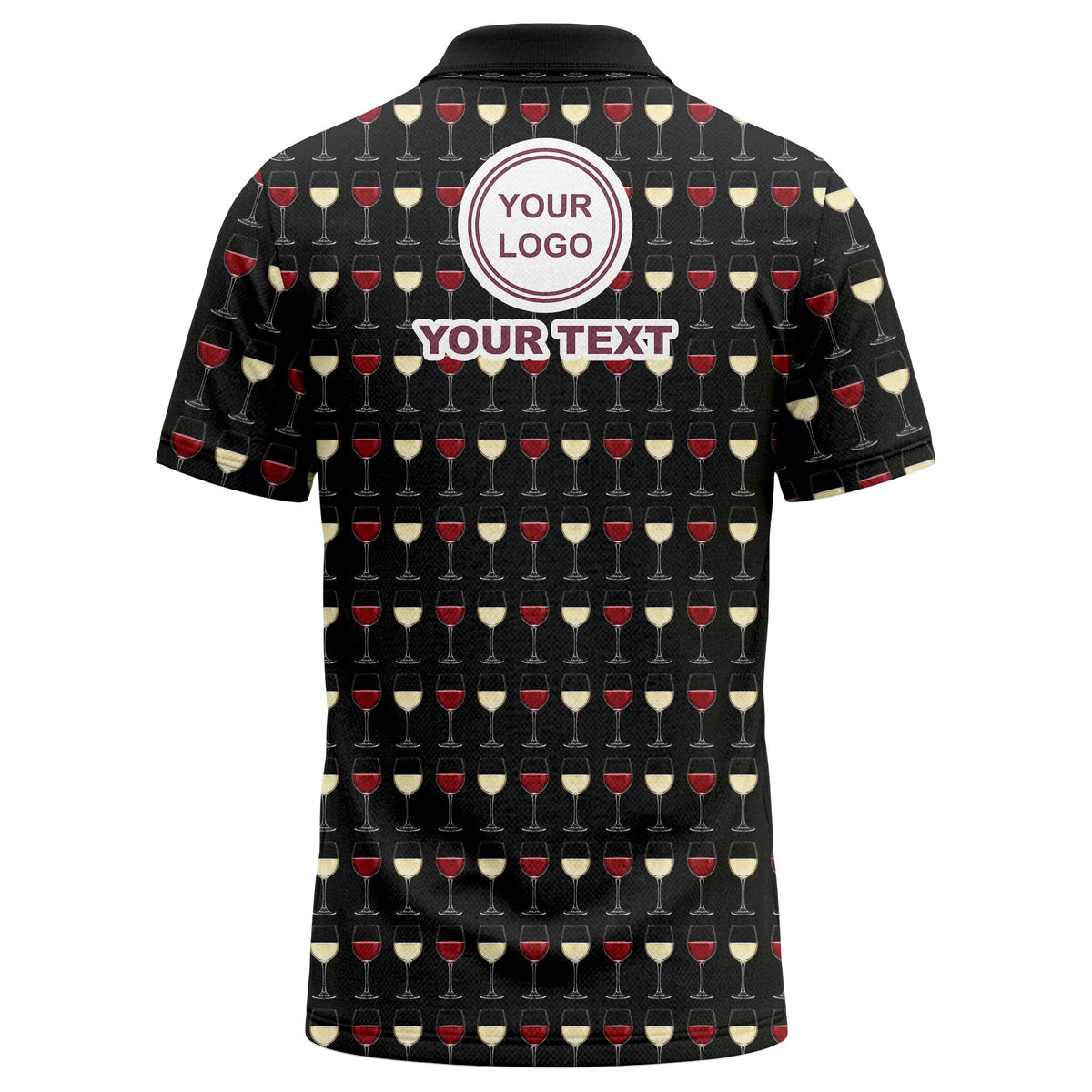 Red & White Wine Glass Polo Shirt – Custom Logo Printed Polo