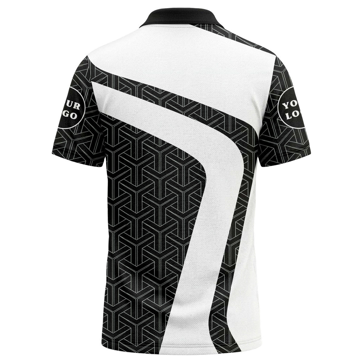 Custom Geometric Polo Shirt – Personalized Company Name & Logo, Multiple Colors