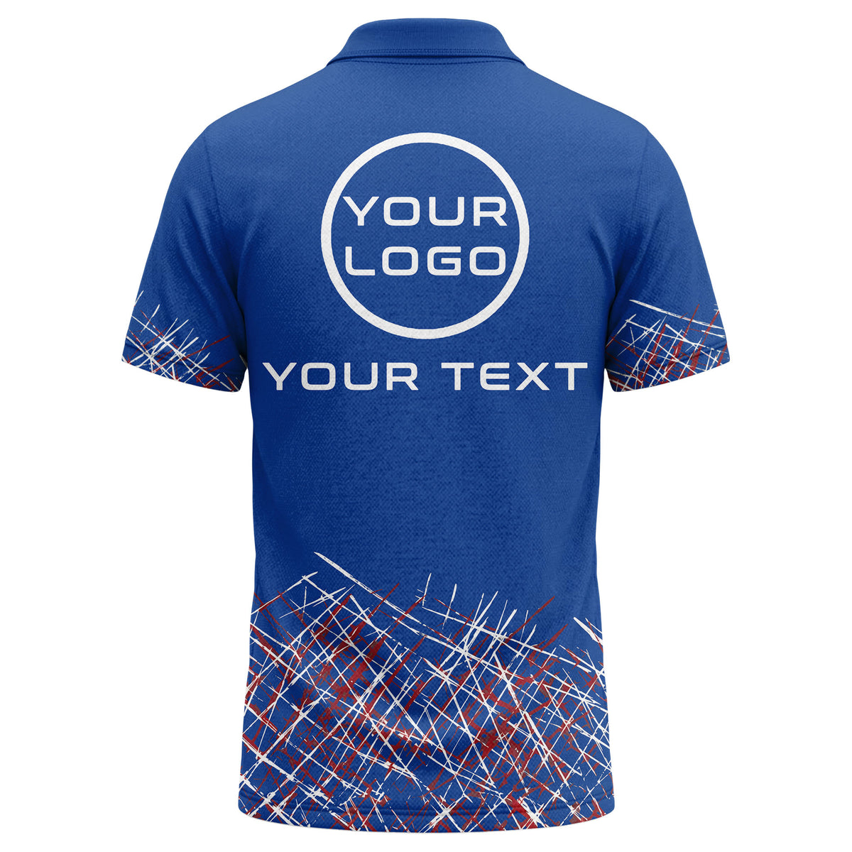 Custom Abstract Polo Shirt – Black, Red & White Line Pattern Personalized Logo Polo