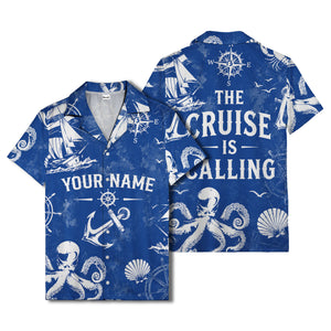 anchor octopus compass nautical adventure hawaiian shirt for men