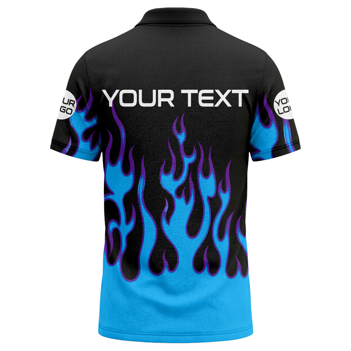 Custom Blue Flame Polo Shirt with Logo – Personalized Performance Team Polo