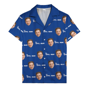custom face portrait & personalized text repeat hawaiian shirt