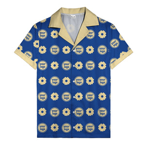 custom logo daisy repeat pattern hawaiian shirt for men