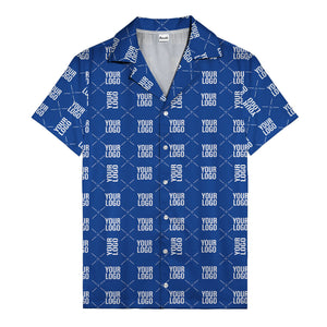 custom logo diamond repeat monochrome hawaiian shirt for men