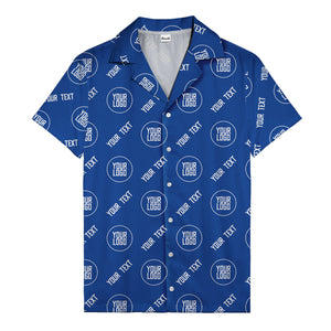 custom logo & text circle repeat black white hawaiian shirt for men
