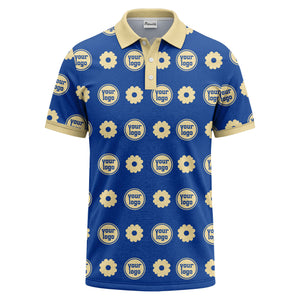 customizable daisy & monogram repeat pattern polo shirt