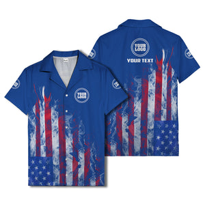 fiery bald eagle & stars stripes hawaiian shirt for men