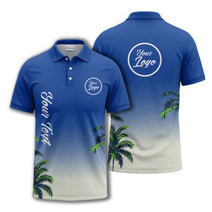 gradient fade palm trees silhouette polo shirt with custom text