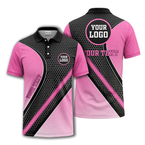 hexagonal gradient geometric print with customizable logo polo shirt