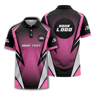 hexagonal grid geometric lines modern tech-inspired polo shirt