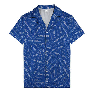 monochrome your logo repeat text graphic hawaiian shirt for men