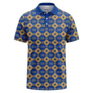 monogrammed gold black diamond repeat luxury polo shirt