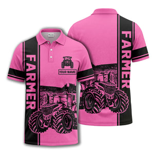 tractor farm scene graphic illustration polo shirt for men