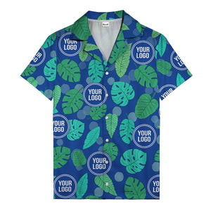 watercolor monstera leaf repeat & signature logo hawaiian shirt