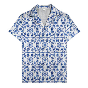 watercolor palm leaf repeat tropical hawaiian shirt for men