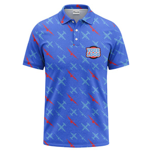 airplane silhouette repeat aviation graphic polo shirt for men