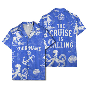anchor octopus compass nautical adventure hawaiian shirt for men