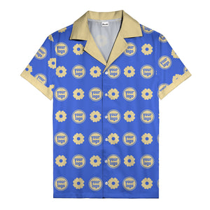 custom logo daisy repeat pattern hawaiian shirt for men