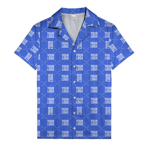 custom logo diamond repeat monochrome hawaiian shirt for men