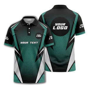 hexagonal grid geometric lines modern tech-inspired polo shirt