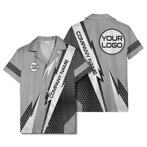 hexagonal grid lightning bolt geometric hawaiian shirt for men