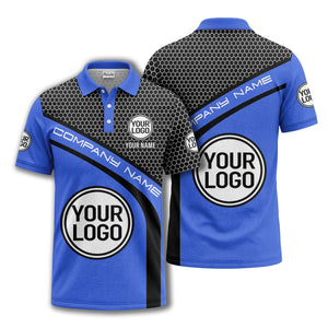 hexagonal grid monogram logo corporate polo shirt for men