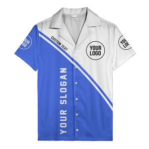 monochrome diagonal stripe custom logo & text hawaiian shirt