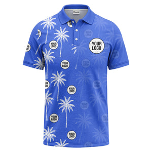 palm trees & custom logo circle repeat graphic polo shirt