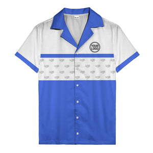 retro bowling custom logo repeat hawaiian shirt for men