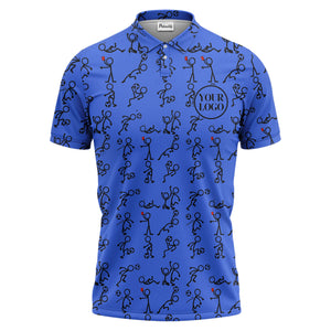 stick figure soccer players & balls cartoon polo shirt for men