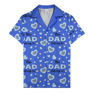 watercolor hearts & custom names hawaiian shirt for dad, navy blue