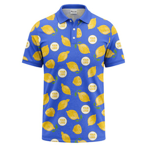 zesty lemon slices & leaf motif playful summer polo shirt