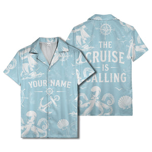 anchor octopus compass nautical adventure hawaiian shirt for men