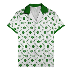 black custom logo circles text white hawaiian shirt