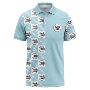 checkerboard repeat logo text black white customizable polo shirt