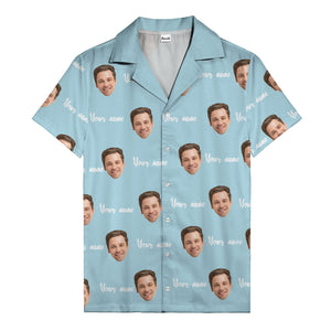 custom face portrait & personalized text repeat hawaiian shirt