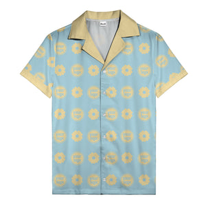 custom logo daisy repeat pattern hawaiian shirt for men