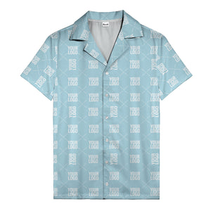 custom logo diamond repeat monochrome hawaiian shirt for men