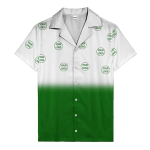 custom logo ombre gradient black white hawaiian shirt