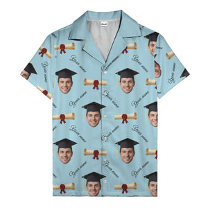graduation caps diplomas & custom faces hawaiian shirt