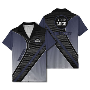 hexagon & diagonal stripe geometric hawaiian shirt for men