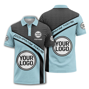hexagonal grid monogram logo corporate polo shirt for men