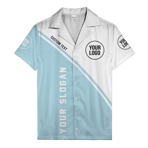 monochrome diagonal stripe custom logo & text hawaiian shirt