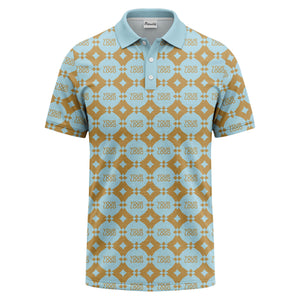 monogrammed gold black diamond repeat luxury polo shirt