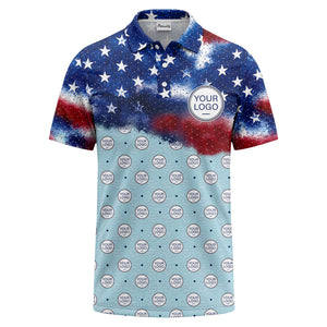 stars & stripes american flag custom logo all over print polo shirt