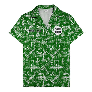 vintage airplane blueprint sketches propeller engine hawaiian shirt